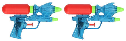 2x Voordelige waterpistolen blauw 18 cm