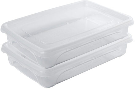 2x Voorraad/vershoudbakjes Laag 0,5 Liter Transparant 18 X 12 X 4 Cm - Vershoudbakjes