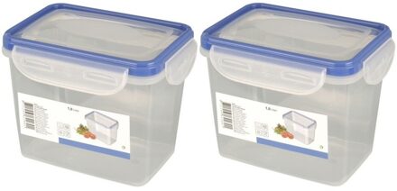 2x Voorraadbakjes/bewaarbakjes 1000 ml - Keukenbenodigdheden - Eten bewaren - Vershoudbakjes