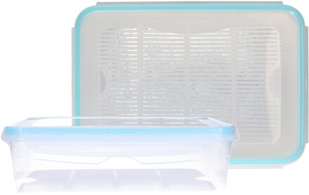 2x Voorraadbakjes/bewaarbakjes met deksel 2.6 liter -  Keukenbenodigdheden - Eten bewaren - Vershoudbakjes