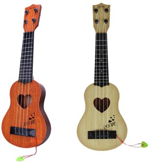 2x Vroegschoolse Onderwijs Gitaar Speelgoed Klassieke Ukulele Gitaar Instrument Oranje & Wit