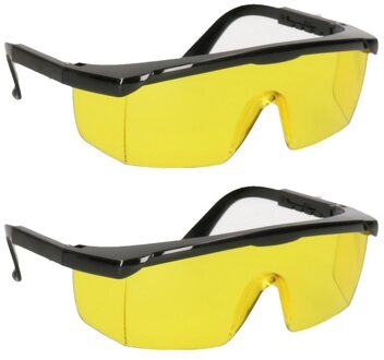 2x Vuurwerkbril met gele glazen voor nachtzicht voor volwassenen - antikras - beschermbrillen
