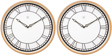 2x Wandklokken wit 30 cm