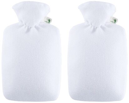 2x Warmwaterkruiken fleece wit 1,8 liter - Kruiken