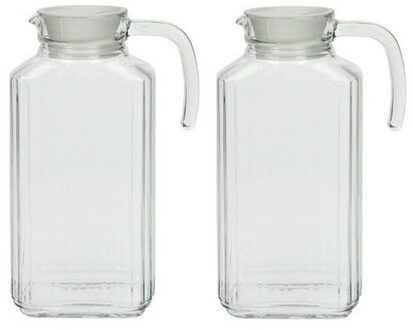 2x Waterkannen met handvat Transparant