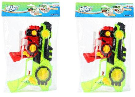 2x Waterpistolen/waterpistool groen/rood 2 - delig van 26 cm kinderspeelgoed