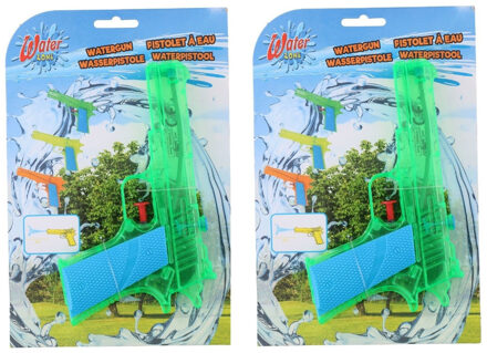 2x Waterpistolen/waterpistool groen van 18 cm kinderspeelgoed - Waterpistolen