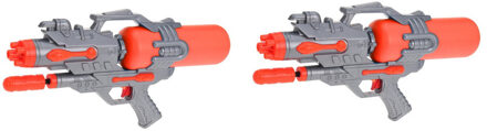 2x Waterpistool/waterpistolen 46 cm oranje met pomp - Waterpistolen