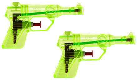 2x Waterpistool/waterpistolen groen 13 cm