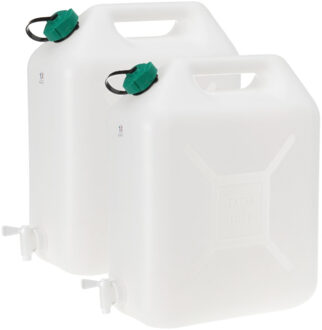 2x Watertank/jerrycan 20 liter - voor de camping/picknick - waterjerrycans