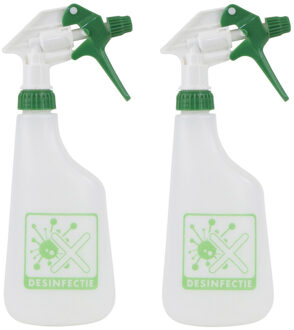 2x Waterverstuivers/watersproeiers desinfectie spray 0,6 liter inhoud - Plantenspuiten Multikleur