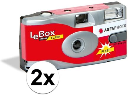 2x Wegwerp camera/fototoestel met flits voor 27 kleuren fotos - Wegwerpcameras