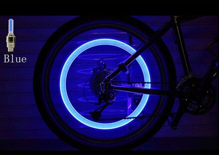 2x Wheel Valve Cap Light Led Flash Autoband Velg Klep Wiel Stem Cap Fiets Licht Blauw