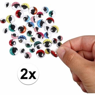 2x Wiebel oogjes met gekleurde oogleden 30 stuks