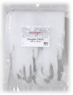 2x Winter decoratie sneeuw/ijspegel randen wit 100 x 30 cm