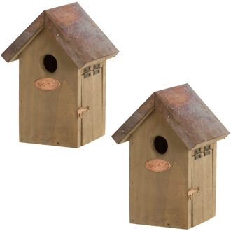 2x Winterkoning nestkastjes / vogelhuisjes 20 cm - Vogelhuisjes Bruin