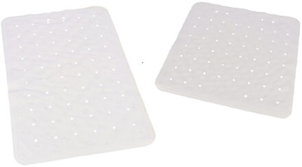 2x Witte anti-slip badmatten/douchematten set