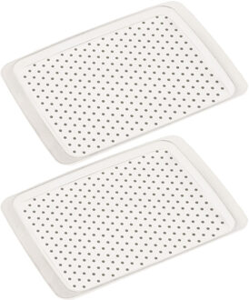 2x Witte dienbladen met anti-slip afwerking 26 x 35 cm - Dienbladen