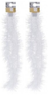 2x Witte folieslingers fijn 180 cm - Kerstslingers