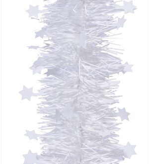 2x Witte kerstboom folie slinger met ster 270 cm - Kerstslingers