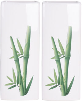 2x Witte radiator waterverdampers/luchtbevochtigers bamboe 21 cm