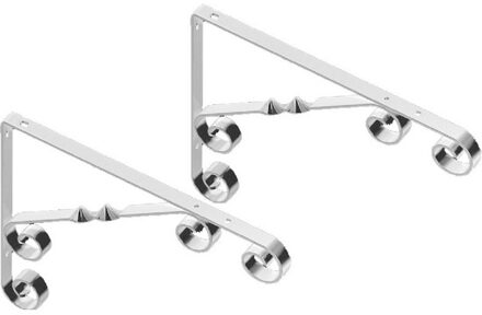 2x Witte stalen plankdragers Jutta 13 x 13 cm tot 30 kg