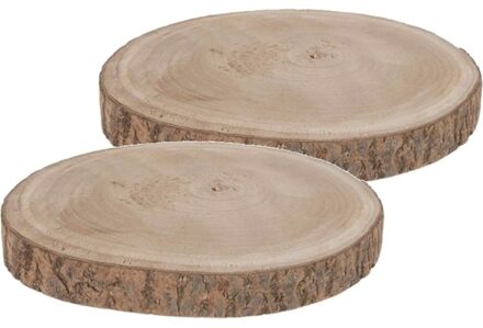 2x Woondecoratie Paulownia houten boomschijf 30 x 3 cm - Woondecoratie/woonaccessoires - boomschijven