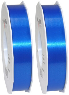2x XL hobby/decoratie blauwe kunststof sierlinten 2,5 cm/25 mm x 91 meter