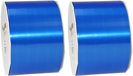 2x XL hobby/decoratie blauwe kunststof sierlinten 9 cm/90 mm x 91 meter