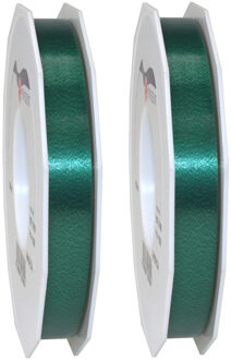 2x XL hobby/decoratie donkergroene kunststof sierlinten 1,5 cm/15 mm x 91 meter