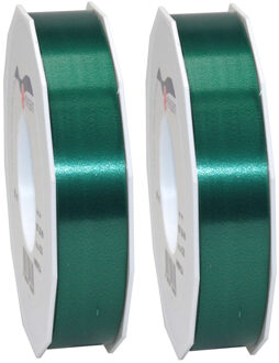 2x XL hobby/decoratie donkergroene kunststof sierlinten 2,5 cm/25 mm x 91 meter