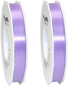 2x XL hobby/decoratie lila kunststof sierlinten 1,5 cm/15 mm x 91 meter