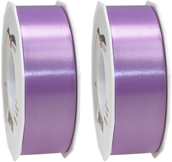 2x XL hobby/decoratie lila kunststof sierlinten 4 cm/40 mm x 91 meter