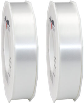 2x XL hobby/decoratie zilveren kunststof sierlinten 2,5 cm/25 mm x 91 meter