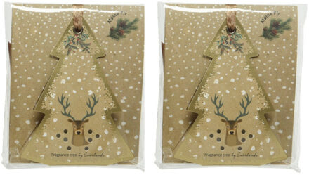 2x zakjes kerstboom geur dennenboom geurboom voor in de kerstboom