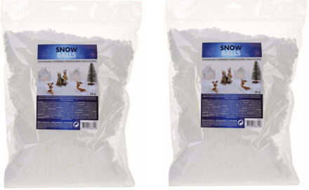 2x Zakjes kunstsneeuw/nepsneeuw sneeuwvlokken 50 gram - Sneeuwversiering en sneeuwdecoratie