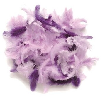 2x zakjes van 10 gram decoratie sierveren paars tinten - Sierveren/veertjes - Hobby en knutsel materialen