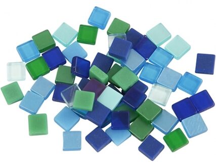 2x zakjes van 395x stuks Mozaiek tegels kunsthars groen/blauw 5 x 5 mm - Mozaiektegel Multikleur