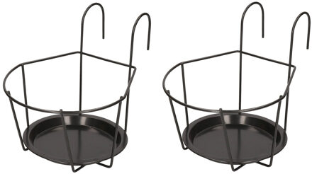 2x Zilveren bloempotten hangers voor potmaat 20 cm metaal - Balkonpothanger voor plantenbakken/bloembakken - Tuin/balkon decoraties