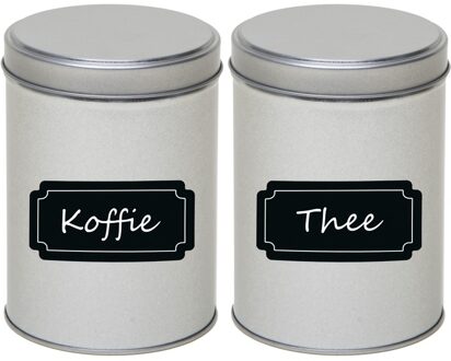 2x Zilveren ronde opbergblikken/bewaarblikken met beschrijfbare labels/etiketten 13 cm - Action products