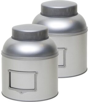 2x Zilveren ronde opbergblikken/bewaarblikken met etikethouder 24 cm - Action products