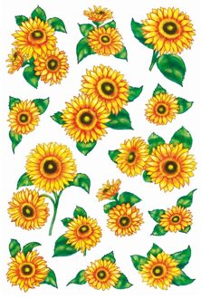 2x Zonnebloem stickervellen met 14 stickers - Stickers Multikleur