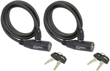 2x Zwart fietsslot/krulkabelslot 150 cm