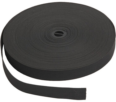 2x Zwart hobby band elastiek op rol van 25 meter - breedte 20 mm - Zelf kleding/mondkapjes maken