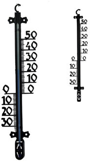 2x Zwarte buitenthermometers 30 cm en 65 cm - Buitenthermometers