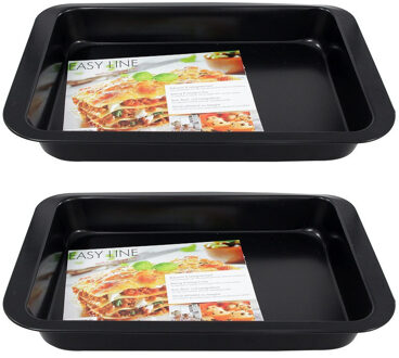 2x Zwarte ovenschalen/bakvormen 36 x 24 cm - Ovenschalen