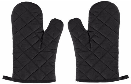 2x Zwarte ovenwanten/ovenhandschoenen keukentextiel - Ovenwanten