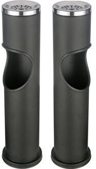 2x Zwarte staande asbak met uitneembare prullenbak 46,5 cm