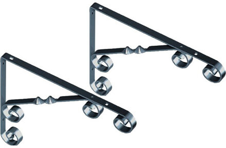 2x Zwarte stalen plankdragers Jutta 18 x 13 cm tot 30 kg