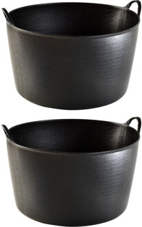 2x Zwarte wasmanden/flexibele emmers 55 liter